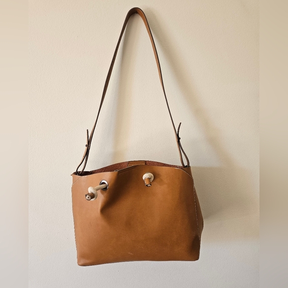 PARFOIS Leather Tote that includesRope Handles and Cotton/Canvas insert. EUC! - Picture 2 of 5